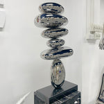 Stainless Steel Stacked Pebbles Sculpture for Interior Decoration
