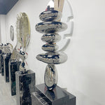 Stainless Steel Stacked Pebbles Sculpture for Interior Decoration