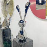 Cute steel rabbit sculpture for living room decoration