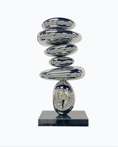 Stainless Steel Stacked Pebbles Sculpture for Interior Decoration