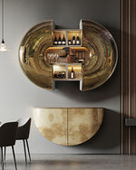 Luxury Stainless Steel Wine Cabinet with Automatic Opening – Wall-Mounted Artistic Storage