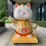Fiberglass Fortune Cat Sculpture For Shopping Mall Decoration