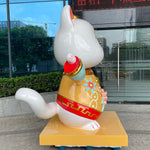 Fiberglass Fortune Cat Sculpture For Shopping Mall Decoration