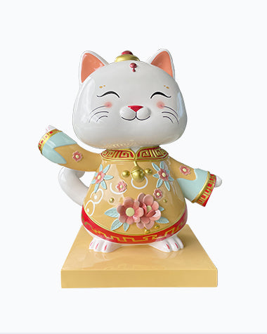 Fiberglass Fortune Cat Sculpture For Shopping Mall Decoration