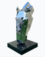 Creative geometry mirror stainless steel horse head sculpture