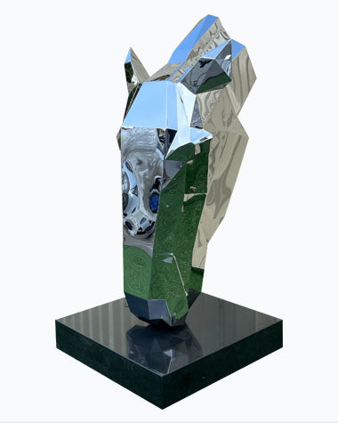 Creative geometry mirror stainless steel horse head sculpture