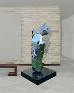 Creative geometry mirror stainless steel horse head sculpture