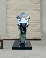 Creative geometry mirror stainless steel horse head sculpture