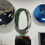 Creative metal art steel twisted loops sculpture for interior decoration