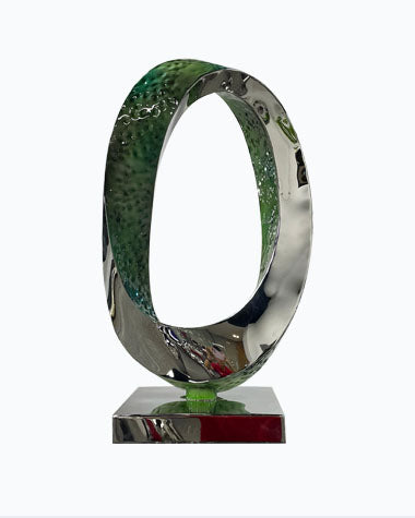 Creative metal art steel twisted loops sculpture for interior decoration
