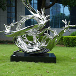 Large Outdoor Sculpture Steel Wave Sculpture For Landscape