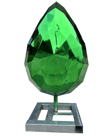 Stainless Steel Green Geometric Sculpture for Outdoor Decoration