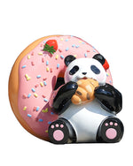 Fiberglass Panda & Donut Sculpture for Outdoor Decoration