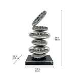 Reflective Stacked Discs Stainless Steel Sculpture – Modern Indoor Decoration