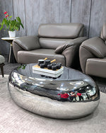 Modern Stainless Steel Coffee Table – Sculptural Mirror-Polished Metal Centerpiece