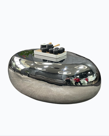 Modern Stainless Steel Coffee Table – Sculptural Mirror-Polished Metal Centerpiece
