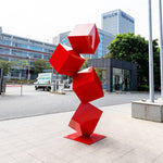 Stainless Steel Cube Sculpture For Outdoor Landscape