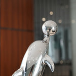 Stainless steel dolphin sculpture interior decor