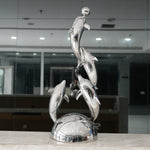 Stainless steel dolphin sculpture interior decor