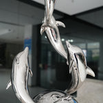 Stainless steel dolphin sculpture interior decor