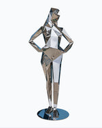 Creative metal art stainless steel geometric girl sculpture for interior decoration