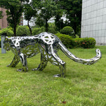 Steel hollow leopard sculpture for indoor outdoor decoraion