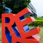 Bold Red “RENT” Letter Sculpture Colorful Stainless Steel Sculpture