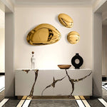 Pebble Water Drop Wall Hanging Pendant Round Wall Decoration Stainless Steel Sculpture