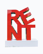 Bold Red “RENT” Letter Sculpture Colorful Stainless Steel Sculpture