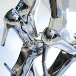 Creative stainless steel robot girl sculpture for interior decor