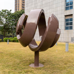 Outdoor Sculpture Abstract Steel Sphere Sculpture For Landscape