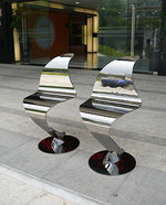 Luxury Sculptural Chair in Polished Stainless Steel – Artistic Elegance for Interior Spaces