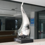 Abstract Steel Swan Sculpture For Interior Decor