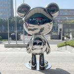 Stainless steel cute bear sculpture for interior decoration